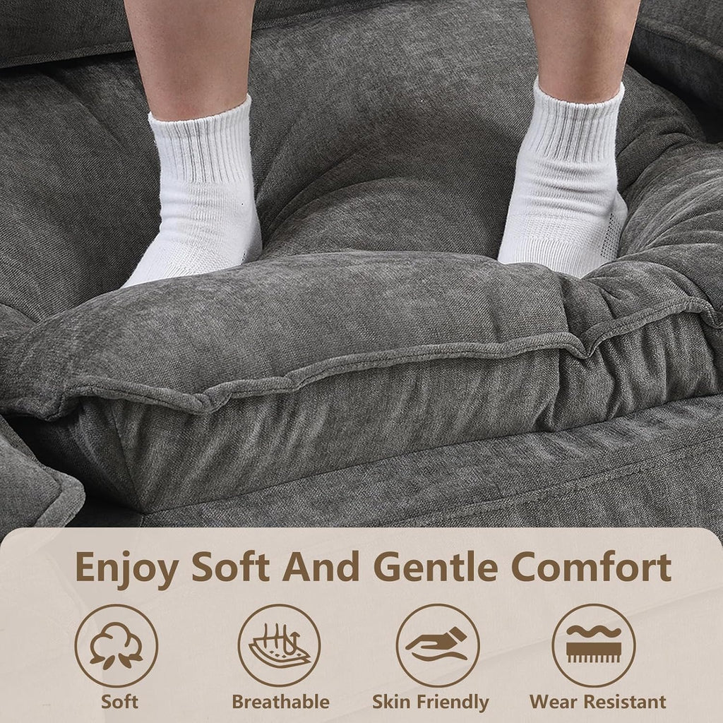 Modular Sectional Couch for Living Room, U Shaped Comfy Sofa | Comfortable Foam Cushions, Sturdy Frame, Appealing Look, Easy Assembly, Soft Chenille Fabric, Movable Ottoman, Dark Gray