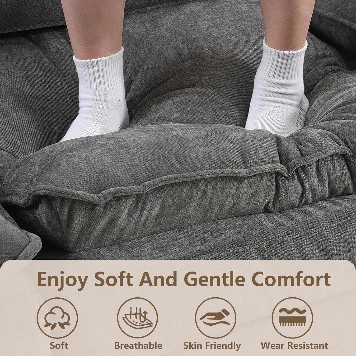 Modular Sectional Couch for Living Room, U Shaped Comfy Sofa | Comfortable Foam Cushions, Sturdy Frame, Appealing Look, Easy Assembly, Soft Chenille Fabric, Movable Ottoman, Dark Gray