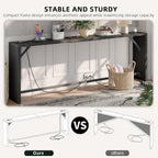 TIQLAB Sofa Table, 79''L x 9.1''W (1.2'' Thickness) Long Console Table Behind Couch, Entryway Table with Angled Metal Frame, Industrial Console Table, Black