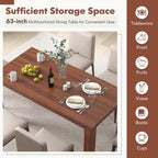 GOFLAME Dining Table for 4-6 People, 63” Modern Kitchen Table with L-Shaped Legs, 330 lbs Weight Capacity, Large Wooden Rectangular Dinner Table for Dining Room, Living Room (Walnut)