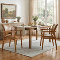 NOBPEINT Mid-Century Modern Dining Chairs with Armrest Set of 2, PU Leather Upholstered Dining Room Chairs with Solid Wood Frame, Walnut Kitchen Armchairs for Kitchen Living Room Restaurant, Brown