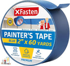 XFasten Professional Blue Painters Tape, Sharp Edge Line Technology, 2" by 60 Yards (Single Pack) - Produces Sharp Lines and Residue-Free Artisan Grade Clean Release Wall Trim Tape