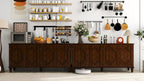 LKTART 65" Mid Century Sideboard Buffet Cabinet with Solid Wood Legs,Accent Storage Cabinet Credenza with 4 Doors for Living Room,Entryway,Kitchen(Walnut)