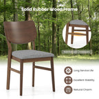 Giantex Wooden Dining Chairs Set of 4, Farmhouse Upholstered Kitchen Chairs w/Rubber Wood Frame, Gray Padded Seat, Curved Back, Armless Fabric Side Chairs for Dining Room, Living Room