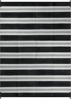 Lahome Striped Outdoor Plastic Straw Rug, Reversible Outdoor Rug Waterproof 9x12 Rugs for Patio, RV Camping Rug Picnic Mat Outside Large Carpet for Beach Deck Backyard Balcony(Black/Grey,9'x 12')