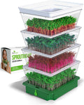 ZESTIGREENS 4-Tier Sprouting Kit with Drain Spout – Stackable Seed Sprouter Trays for Growing Fresh Sprouts at Home – BPA-Free, Easy Rinse & Drain System