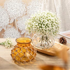 Hollyone Clear Glass Vase with Cotton Rope Cover Woven Round Glass Vase Decorative Flower Bottle Modern Vase for Table Centerpiece Farmhouse Wedding Home Decor