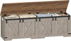 Hzuaneri 59" Farmhouse Storage Chest and Bench | 70 Gal | 330lb Seat | Soft-Close Hinges | Greige Wooden | Shoe and Blanket Storage for Bedroom, Living Room, Entryway | Easy Assembly | SB15005X