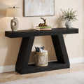 Tribesigns Farmhouse Console Table, 55-Inch Rustic Sofa Table with Storage, Industrial Wooden Entryway Table for Hallway, Living Room, Black & Brown