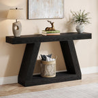 Tribesigns Farmhouse Console Table, 55-Inch Rustic Sofa Table with Storage, Industrial Wooden Entryway Table for Hallway, Living Room, Black & Brown