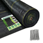 Sunocity 4ft x 300ft Durable Weed Barrier Fabric, 3.2oz Heavy-Duty Landscaping Fabric, Permeable Ground Cover for Garden, Lawn, and Outdoor Projects, Easy to Install, with 90 Staples