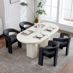 GNIXUU Barrel Dining Chair Set of 2, Modern Upholstered Boucle Dining Room Chairs with Arms and Backrest, Comfy Accent Side Chair for Kitchen, Living Room, Black