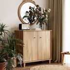 FENSULN Sideboards Buffet Cabinet Wide Credenza Buffet Table with Adjustable Shelf, Modern Kitchen Accent Cabinet with Storage Compartments for Dining Room Living Room, Hallway, Oak Brown