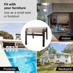 Outdoor Footstools Metal Patio Chairs Outdoor Ottoman Furniture Outside Footrests Small Seat Set of 2 for Garden,Balcony,Lawn, 22 inches *20 inches *17 inches