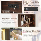 T4TREAM 48" Fluted Makeup Vanity Desk with 36" Lighted Mirror, Dark Walnut | Smart LED Mirror, Visible Glass Top, 5 Drawers & Adjustable Storage Shelves, Charging Station, Bedroom Makeup Storage