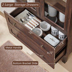 IFGET 71" Tall Arched Kitchen Pantry, Kitchens Storage Cabinets, Brown | Modern Farmhouse Wood Pantry w/2 Large Drawers and Adjustable Shelves, Versatile Cupboard for Kitchen, Dining Room, Bathroom