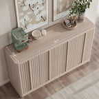 Fluted Buffet Cabinet with Storage, 120" Sideboard Buffet Storage Cabinet with 8 Doors & Solid Wood Handle, Coffee Bar Wood Credenza Cabinet for Kitchen, Living Room, Hallway, White Alder(2PCS)