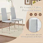 Dining Chairs Set of 6, Gray PU Leather, High Back, Silver Legs | Modern upholstered high-back kitchen chairs with padded seats for dining rooms, restaurants, apartments