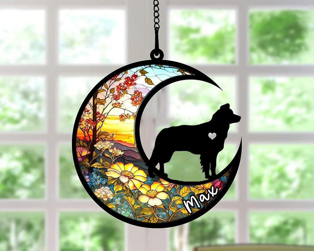 Personalized Dog Memorial, Custom Name Border Collie Dog Christmas Ornament with Name, Custom Breeds, Pet Loss Light Catcher, Gifts for Lovers Loss of Pet Sympathy on Mothers Day Christmas