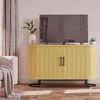 HUAHUU Sideboard Buffet Cabinet with Storage, 47" Fluted Tambour, Adjustable Shelves, Mid Century Modern Console for Living Room Kitchen Wood