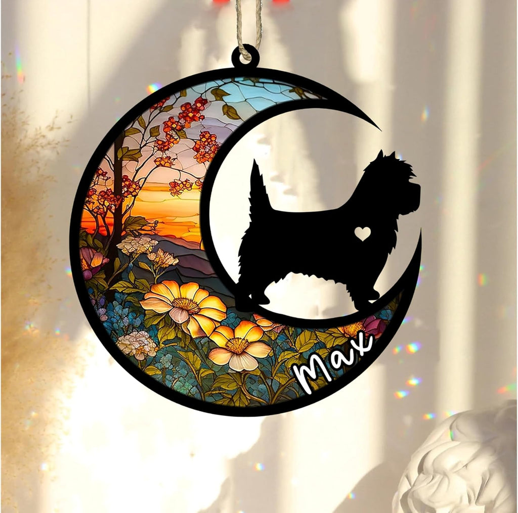 Personalized Dog Memorial, Custom Name Cairn Terrier Dog Christmas Ornament with Name, Custom Breeds, Pet Loss Light Catcher, Gifts for Lovers Loss of Pet Sympathy on Mothers Day Christmas
