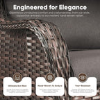 Belord Outdoor Swivel Chairs Set of 2,Patio Wicker Rocker Chairs,All Weather Patio Conversation Furniture Set, Ideal for Porch Balcony Deck Yard, Brown Wicker/Gray