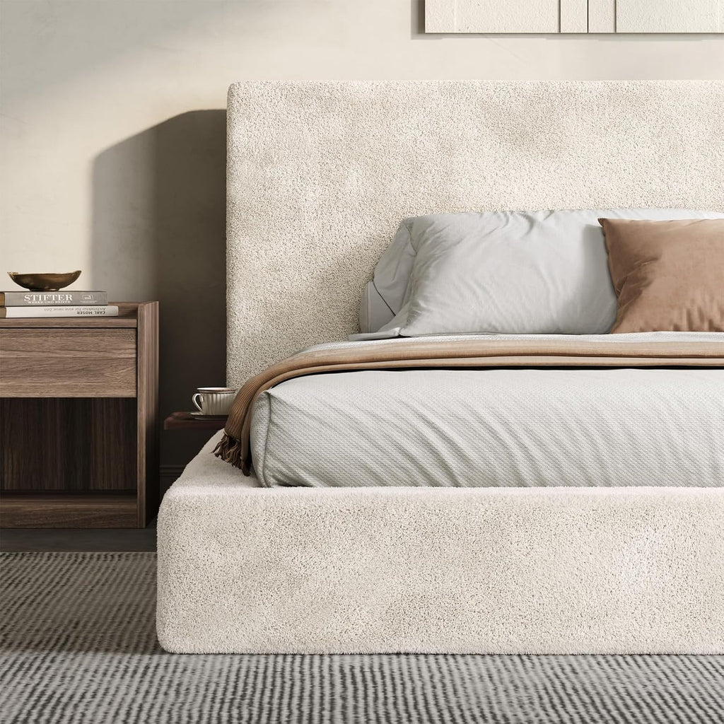 VMU King Size Upholstered Platform Bed Frame with Headboard for Bedroom