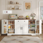 Brinlawb Buffet Cabinet with Storage & Charging Station, 53" Farmhouse Coffee Cabinet with Compartment Drawer, Sideboard Cabinets with Door and Adjustable Shelves for Kitchen, White