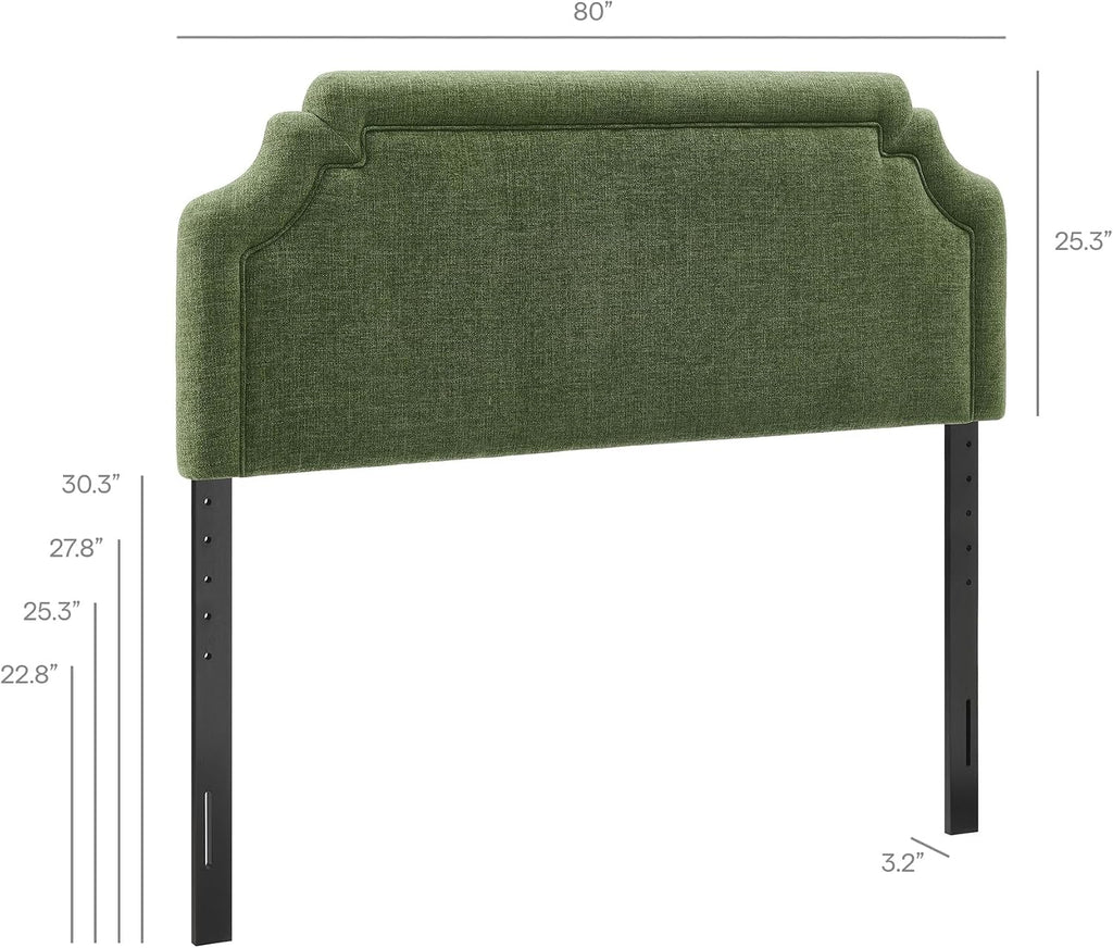 Modway Magnolia King Size Upholstered Fabric Headboard in Foliage - Padded Cushioned Headboard with Woven Heathered Upholstery and Adjustable Mounting Positions