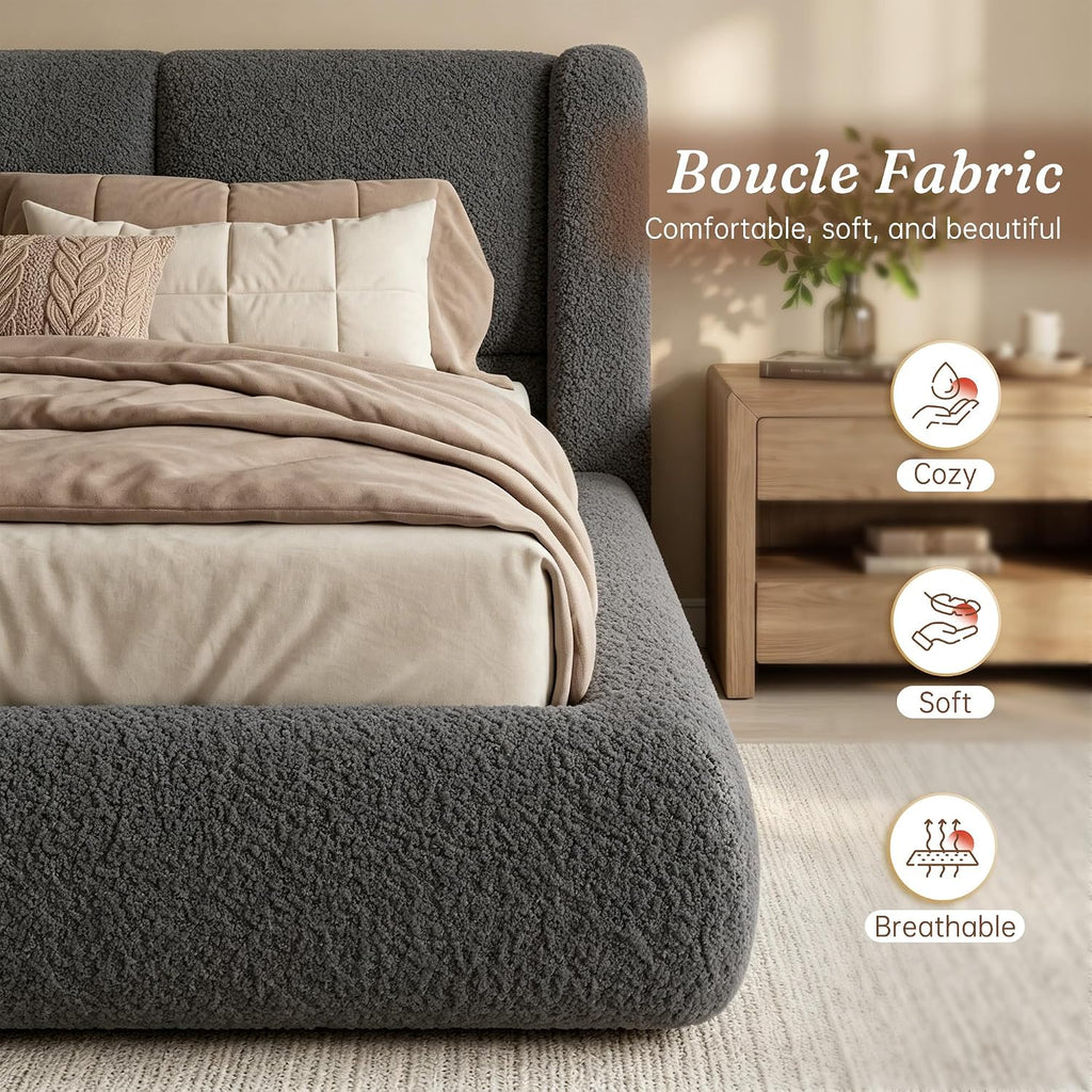 Homkdom Cloud Bed Frame Queen Size with 5" Headboard Protection