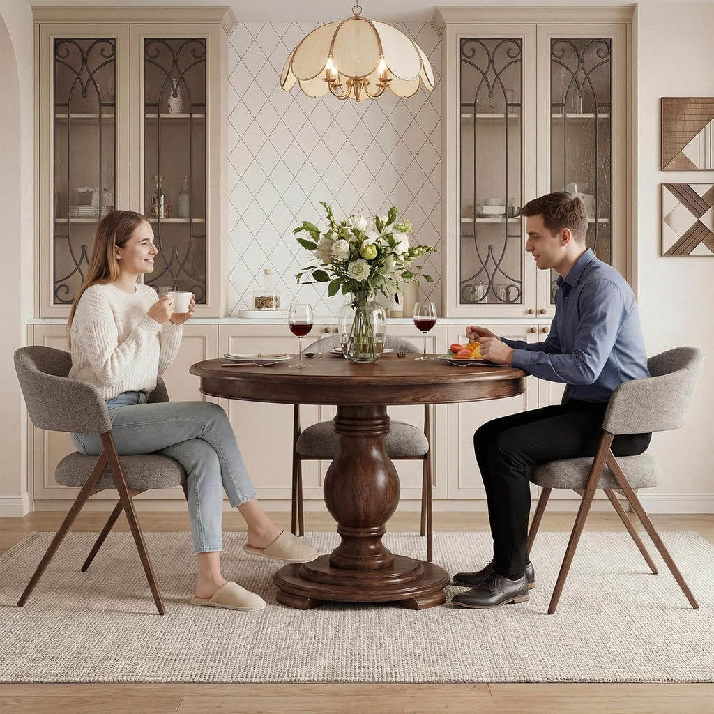 COLAMY Dining Chairs Set of 2, Modern Fabric Upholstered Dining Room Kitchen Side Chairs with Iron Legs, Open Back and Padded Seat, for Living Room/Restaurant/Cafe, Taupe