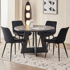 Velvet Dining Chairs Set of 4, Black Modern Upholstered Armless Kitchen Chairs with Metal Legs for Bedroom Living Room