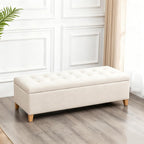Asense Storage Ottoman Bench with Hinged Lid, Ottoman with Storage Footstool for Living Room & Entryway, End of Bed Bench for Bedroom