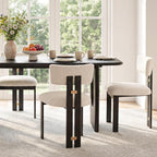 Morden Fort Boucle Dining Chair Set of 4, Upholstered Kitchen Chairs with Metal Frame & Curved Backrest, Mid Century Modern Armless Chair for Dining Room, Living Room, Apartments