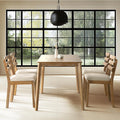 Farmhouse Dining Table Set for 4, Wooden Kitchen Table & Solid Wood Chairs | 4 Upholstered Chairs, Modern Rectangular Dining Room Table and Chairs for Kitchen, Small Spaces, Rubberwood Legs, 5-Piece