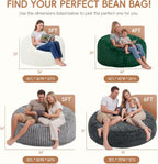 Bean Bag Chair Giant Beanbag with Filling Memory Foam Living Room Adult 3FT | Breathable Washable Removable Cover,Comfy Lounging Gaming Bedroom Dorm,Large Big Giant Oversized Beanbag Chairs,Dark Grey