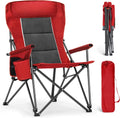 ALPHA CAMP Oversized Folding Camping Chairs for Adults High Backrest Heavy Duty Lawn Chairs Support 500 LBS Portable Camp Chairs with Cup Holders Large Side Pocket Outdoor Chair