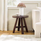 Walker Edison Colt Modern Farmhouse Solid Wood Round Side Table, 18 Inch, Espresso