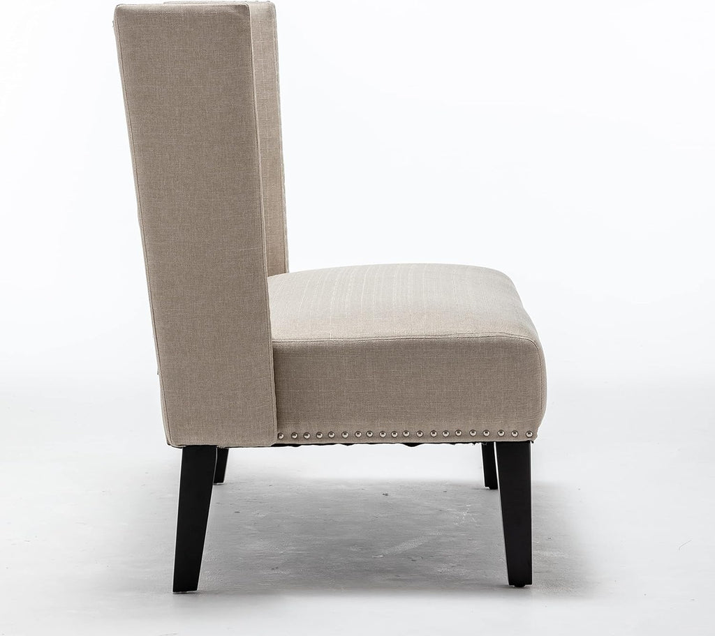 Andeworld Modern Loveseat Settee Bench Sofa Couch, Upholstered Banquette Dining Bench with Back for Dining Living Room Hallway or Entryway Seating,Putty