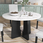 Merax 43 Inch Round Dining Table for 4, Spacious Tabletop Modern Solid and Durable Construction Practical Multi-Purposefor Kitchen Living Room, White+Black