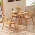 PADMA HOUSE Bistro Stacking Table Chair Set of 3, Wood Rattan Small Dining Table & Chair Set, Nesting Table Chair Set for Tavern, Balcony, Dining, Indoor, Patio-Natural Wood Color
