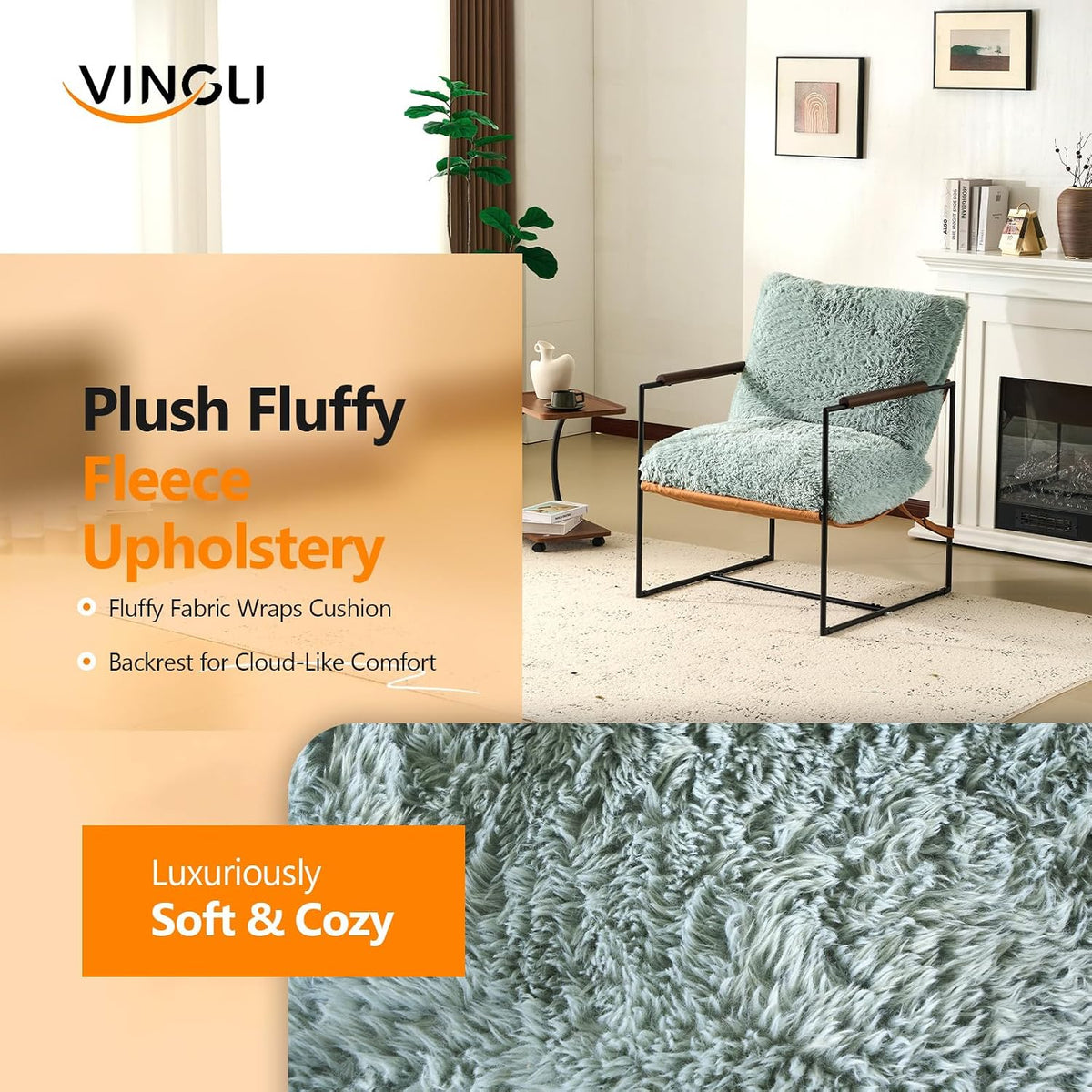VINGLI 28" Wide Plush Upholstery Sling Modern Accent Chairs Set of 2,Reading Armchair with Removable Seat Cushion & Tan Microfiber Seat Base, Lazy Chair for Bedroom & Lounge,Pale Turquoise