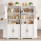 Tall Kitchen Pantry Cabinet with 4 Doors, 70 Inch Freestanding Storage Sideboard, Adjustable Shelves Wooden Cabinet for Living Room, Dining Room, Bathroom, Laundry Room Organization, White