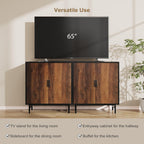 Sideboard Buffet Cabinet with Storage, Kitchen Storage Cabinet with Adjustable Shelf, 2-Door Console Table Accent Cabinet for Living Dining Room, Entryway, Hallway, Credenza, Coffee Liquor Bar, Rustic