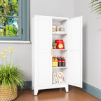 GAIOUS Metal Pantry Cabinet, Kitchen Pantry Storage Cabinets with 2 Door | and 3 Adjustable Shelves, White Kitchen Pantry Cabinet, Freestanding Cupboard for Dining Room Living Room Bathroom