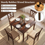 Giantex Dining Table for 4, 35.5" Square Kitchen Table with Solid Rubber Wood Legs, Wooden Dinner Table for Living Dining Room, Dinette, Home Office, Apartment, Walnut