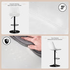 STOOLINK Adjustable Bar Stools Set of 2, Faux Leather Bar Stools with Back | Swivel Bar Chairs with 7.3" Footrest, Counter Height Bar Stools for Kitchen Island, Bistro, 17.5" Wide Seat, White