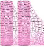 Ribbli 2 Rolls Light Pink Mesh Ribbon,10 inch x 30 feet(10Yard) Each Roll,Metallic Light Pink with Pink Wide Foil,Use for Wreaths Swags,Valentine’s Day and Christmas Decoration