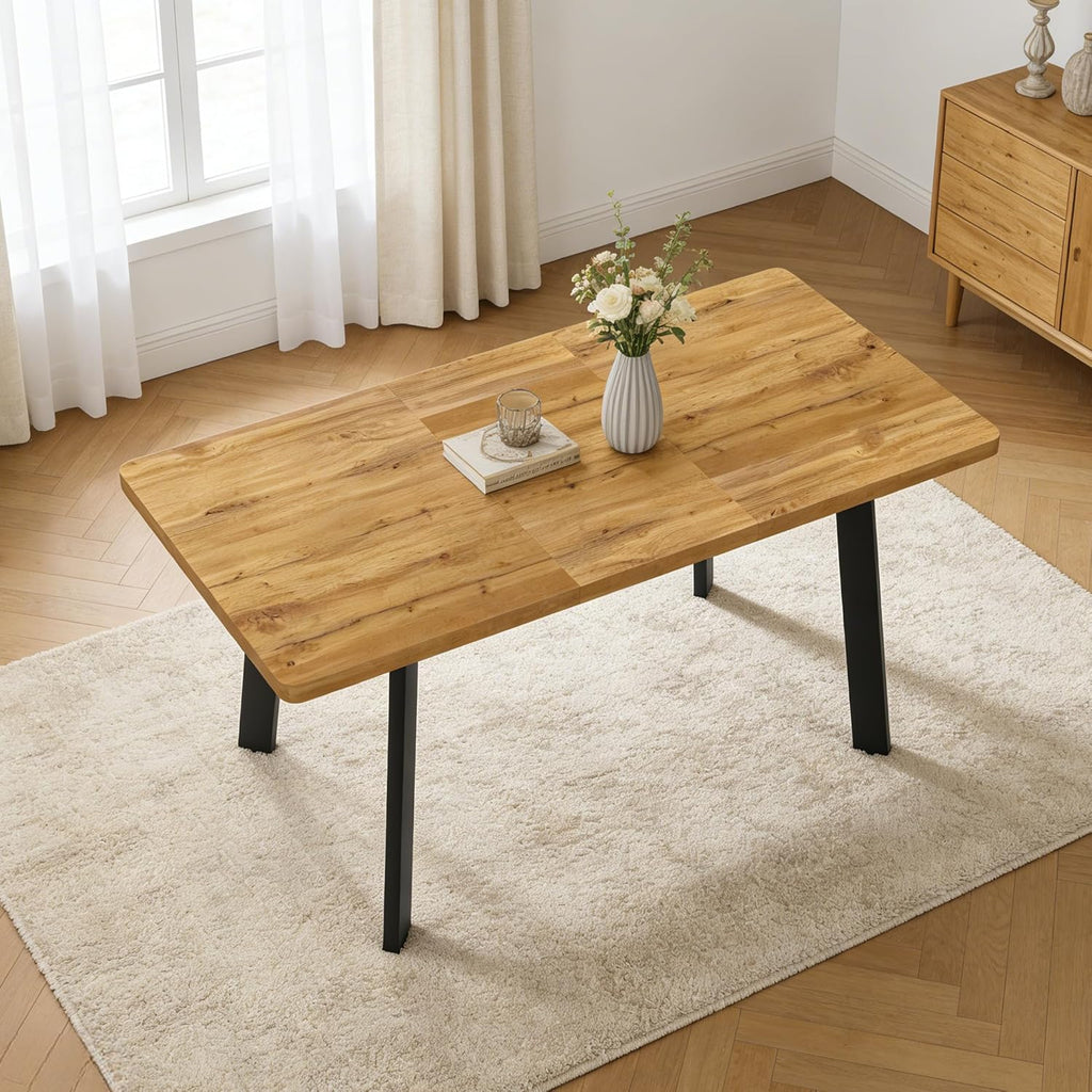 Extendable Dining Table for 4 to 8 People, 47.2" to 63" Modern Kitchen Table with Removable Extension Leaf, MDF Expandable Dining Room Table Compact for Small Spaces, Walnut