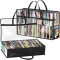 Lifewit DVD Storage Bags, Clear PVC Media Organizer with Handles, 2 Pack | Clear PVC with zipper and handles. Holds 180 DVDs (90 per bag). For Blu-ray, VHS, games, books, albums. Space-saving.